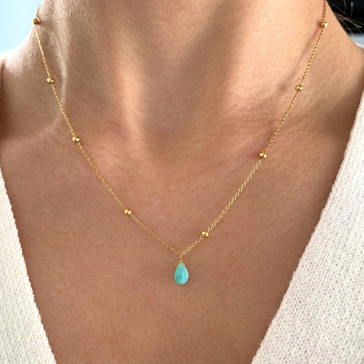 Collier pendentif goutte amazonite Anouk
