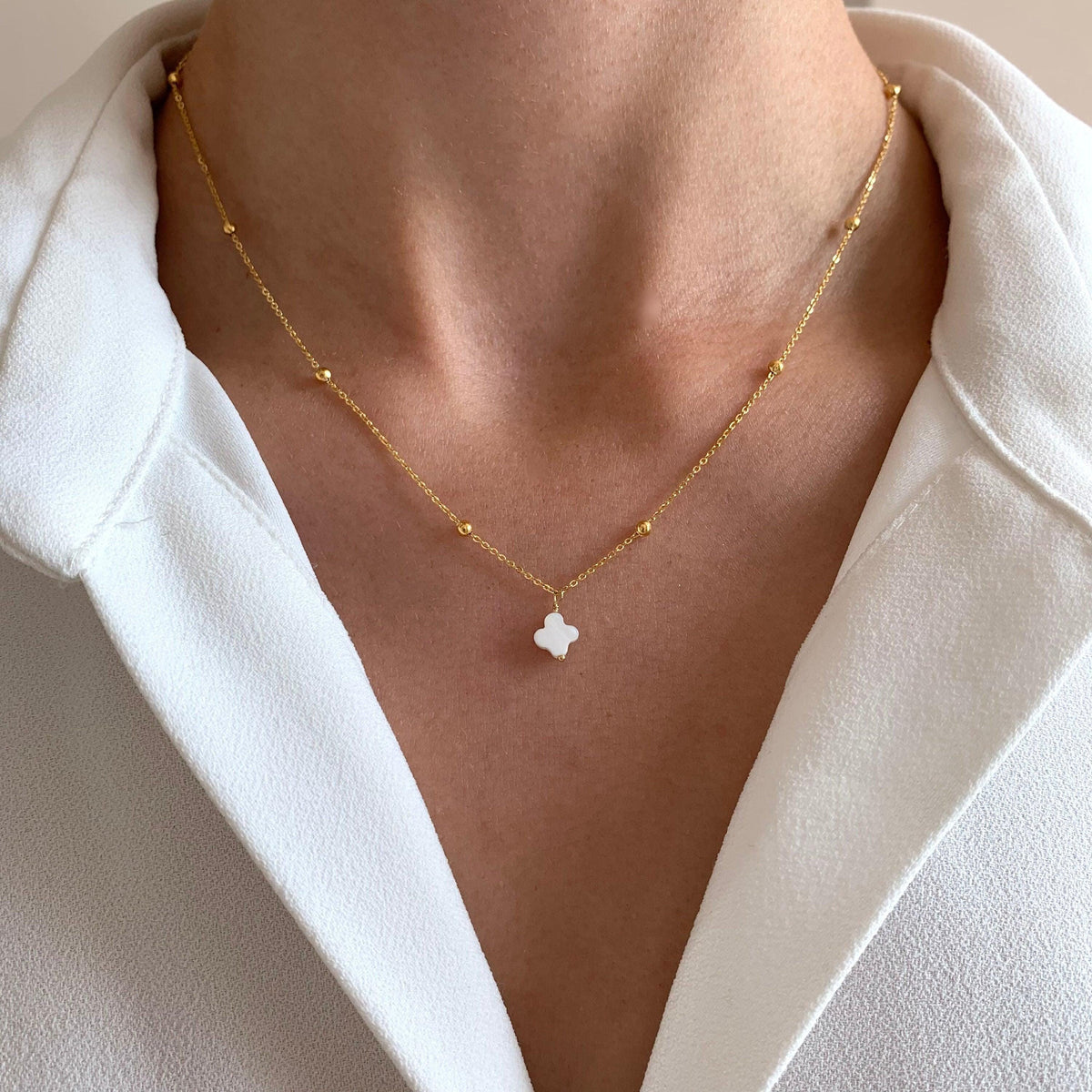 Collier femme trèfle nacre Saint-Honoré