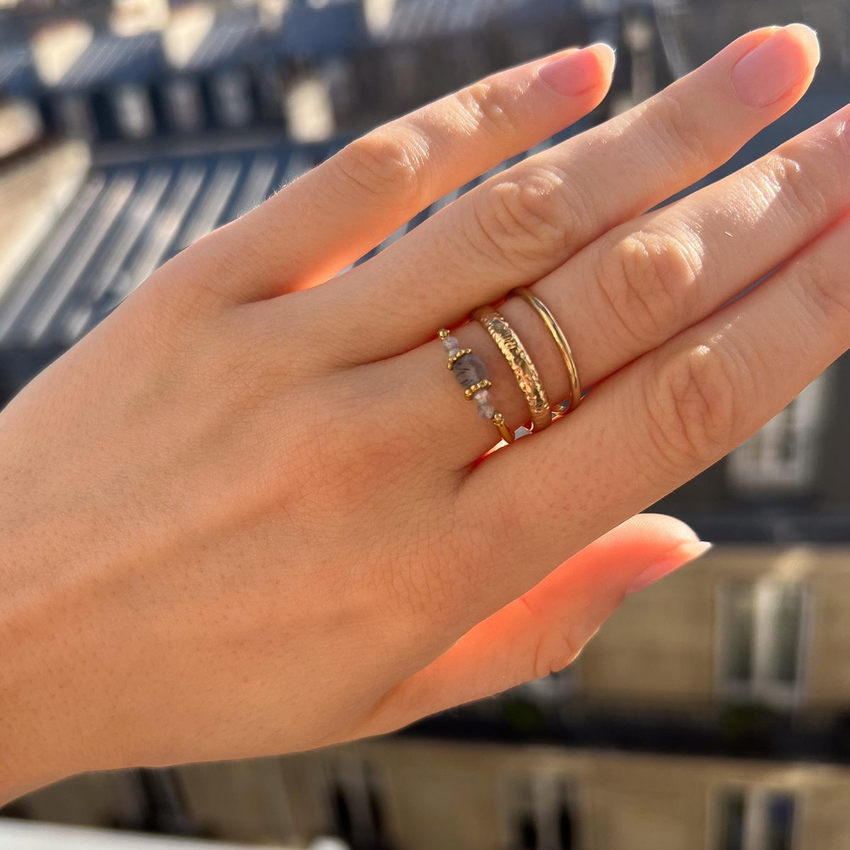 Bague femme triple rang labradorite Philippine photo 3
