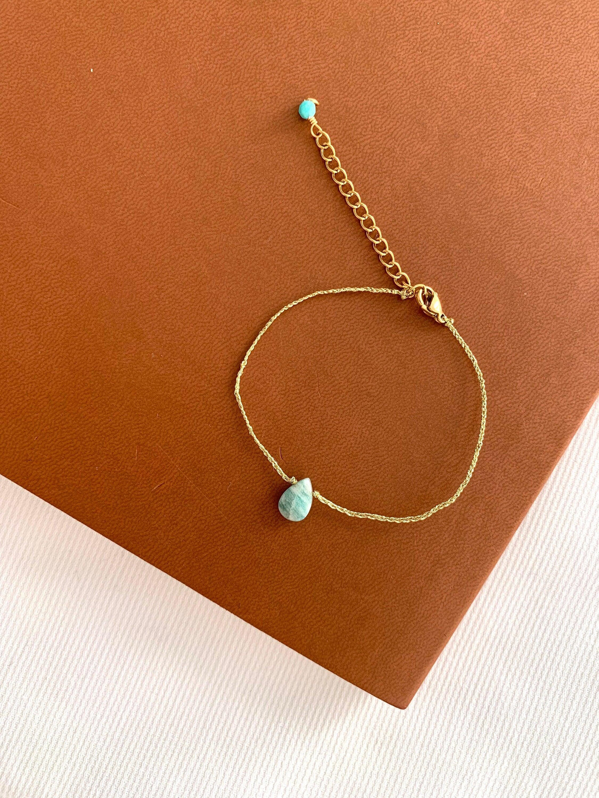 Bracelet femme cordon doré amazonite Valentine photo 3
