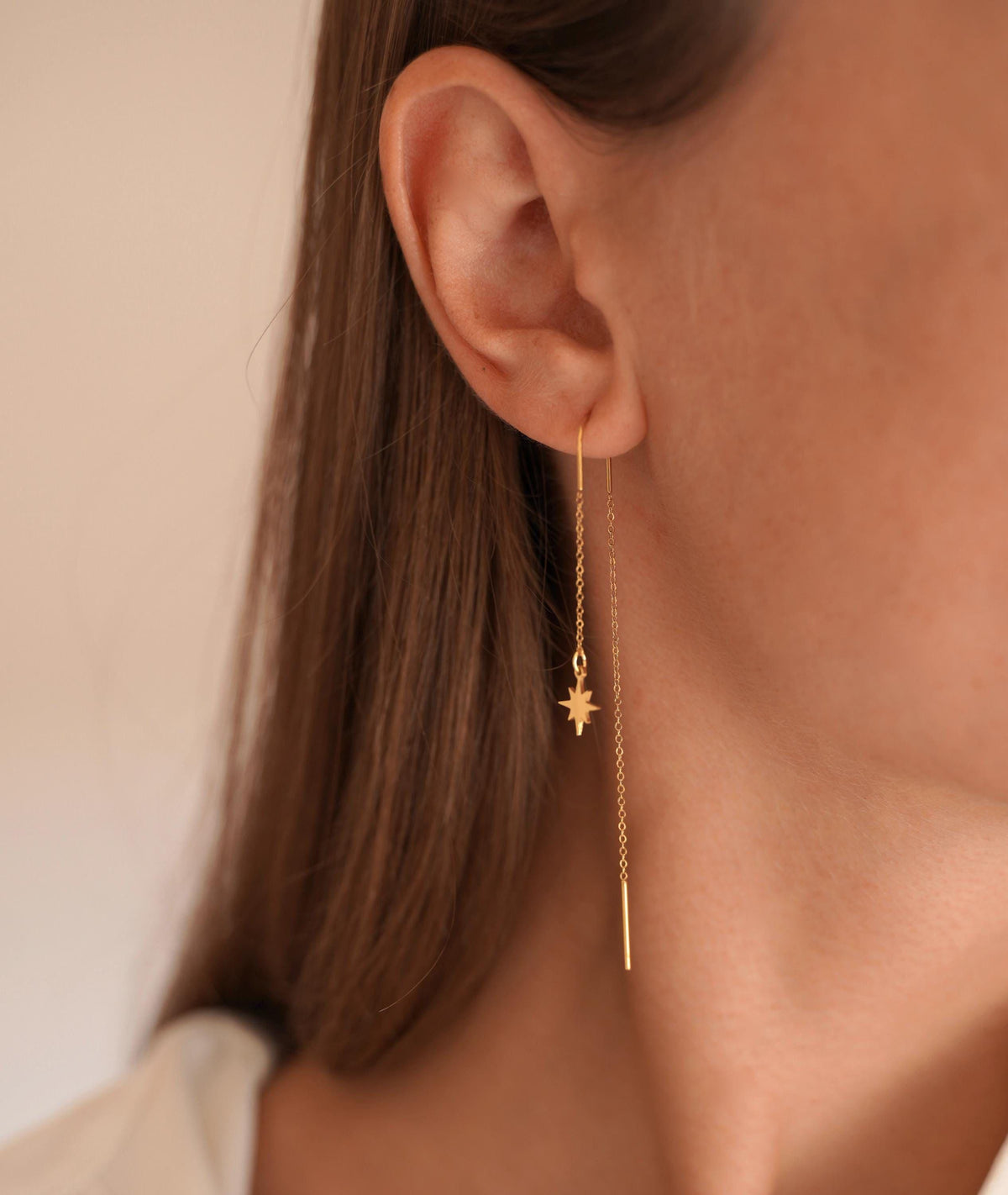 Boucles d'oreilles étoile traversantes Éliane