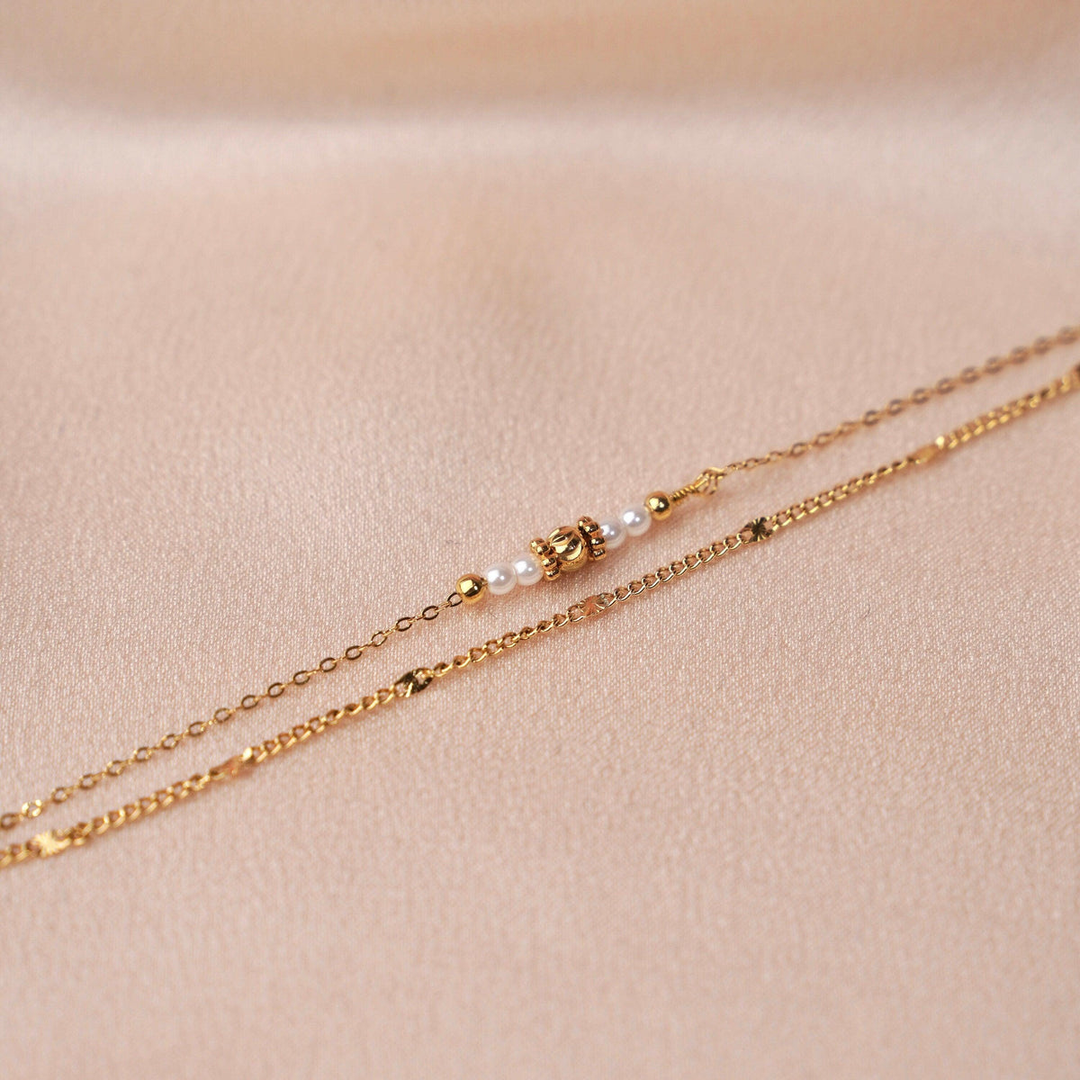 Bracelet double perles blanches Prudence photo 2