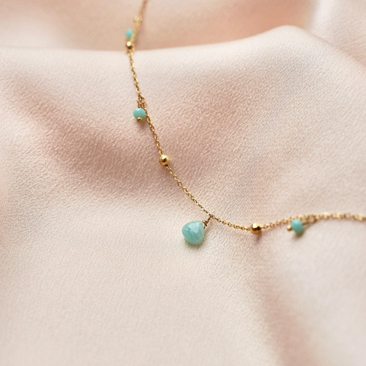 Collier perles amazonite pendentif Rosalie photo 2