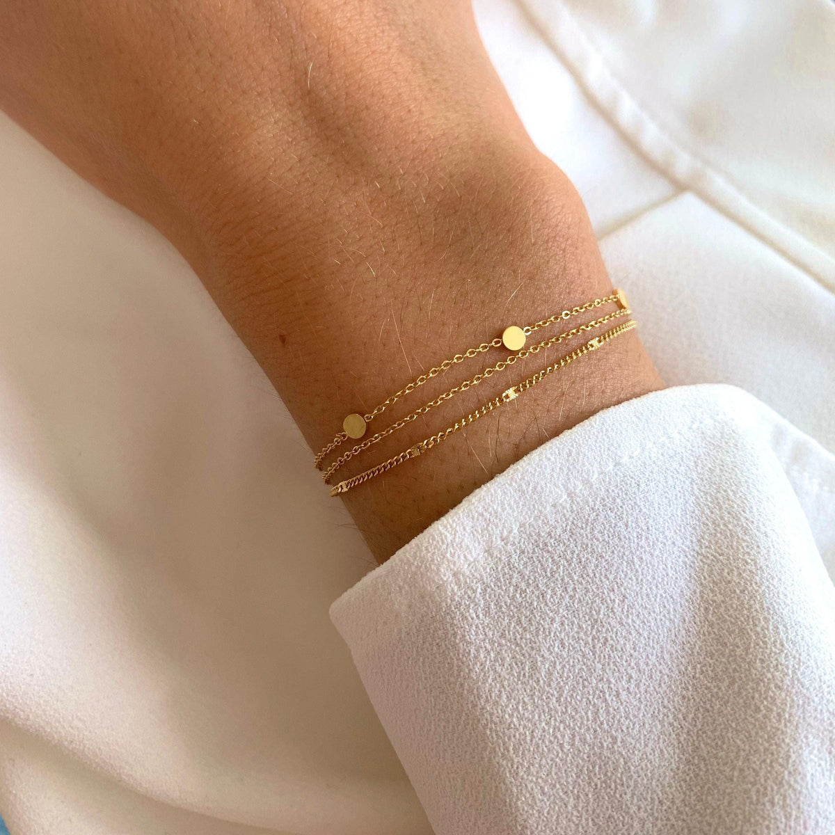 Bracelet triple chaîne gourmette billes Sophie