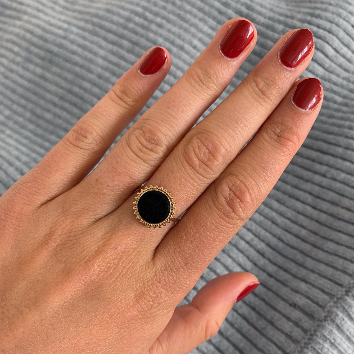 Bague pierre ronde lapis lazuli Henriette