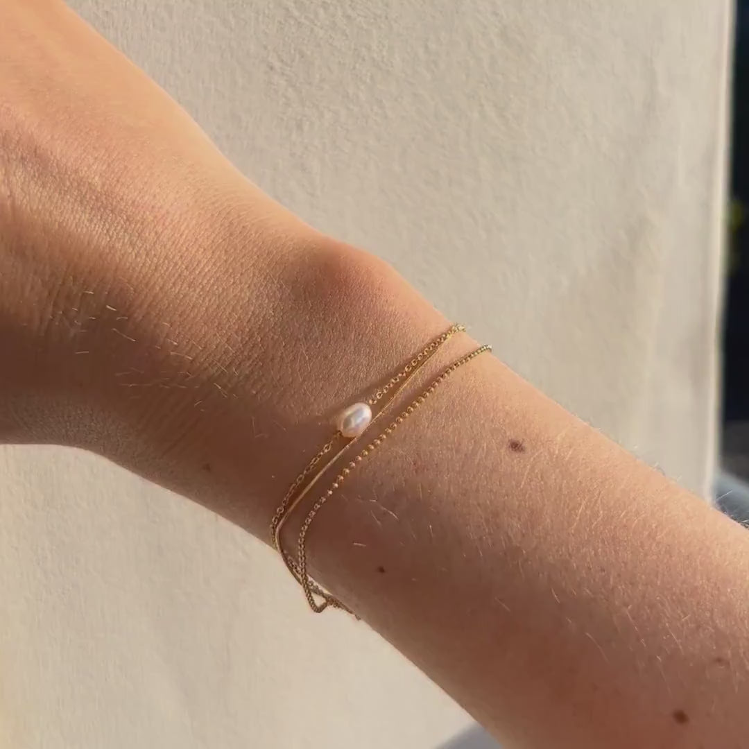 Bracelet fin perle d'eau douce chaines fines / Bracelet femme perle nacre